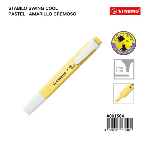 [A001564] Stabilo swing cool pastel marcador 1/4mm amarillo cremoso para escritura