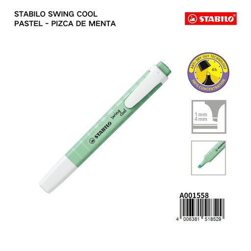 [A001558] Subrayador STABILO macaron 1/4 mm verde menta - Materiales escolares