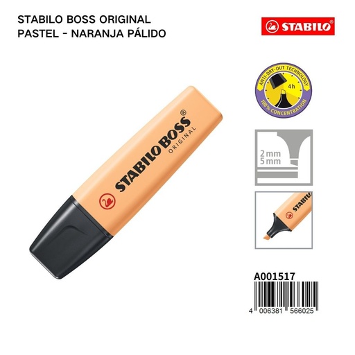 [A001517] Stabilo Boss Original pastel - marcador de texto naranja pálido
