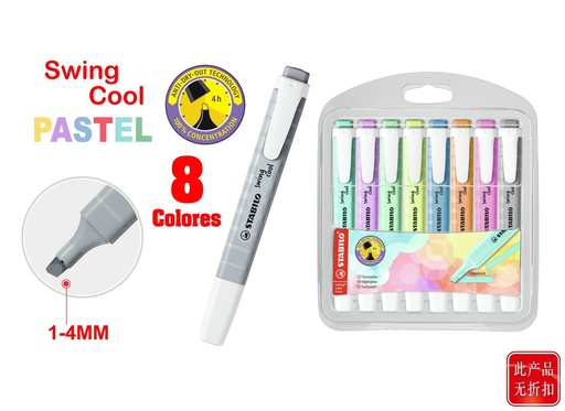 [STB573139] Stabilo swing cool pastel 8 piezas para escritura