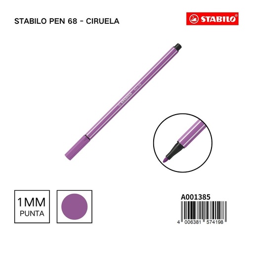 [A001385] Rotulador STABILO 68 1mm ciruela - Materiales escolares