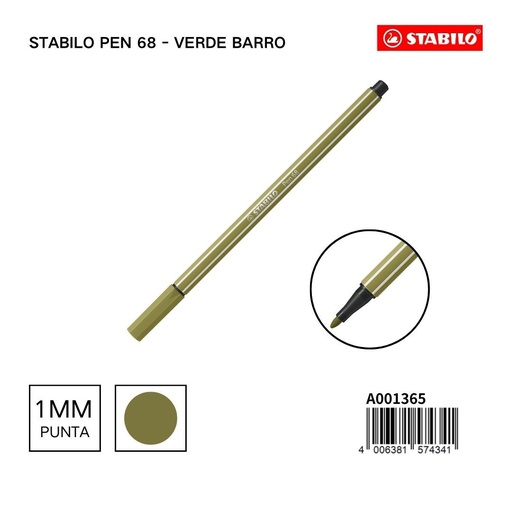 [A001365] Rotulador Stabilo Pen 68 verde barro, marcadores de escritura