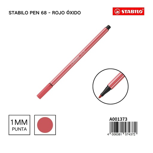 [A001373] Rotulador STABILO 68 1mm rojo óxido - Materiales escolares