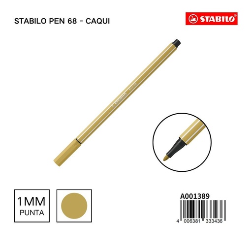 [A001389] Rotulador Stabilo Pen 68 caqui 1mm para dibujo y escritura