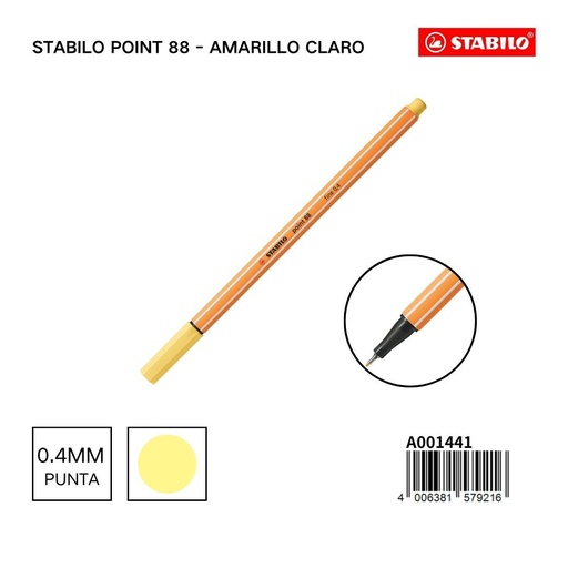 [STB579216] Bolígrafo de punta fina Stabilo 88 amarillo claro 0.4mm para escritura