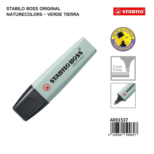 [A001537] Marcador fluorescente STABILO 2/5mm verde tierra - Material de papelería