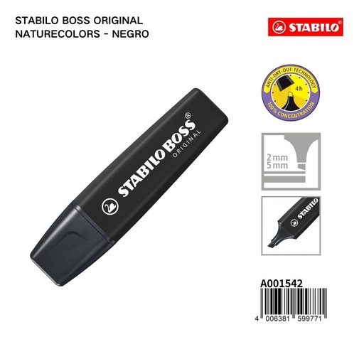 [A001542] Marcador fluorescente STABILO 2/5mm negro - Material de papelería