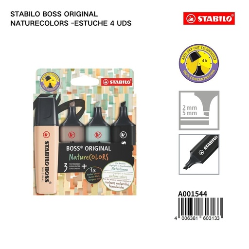 [A001544] Set de 4 marcadores Stabilo Boss Nature Colors - Artículos de escritura