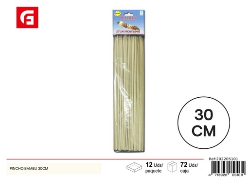 [202205101] Pinchos de bambú 100 unidades 30 cm - Utensilios para BBQ y cocina