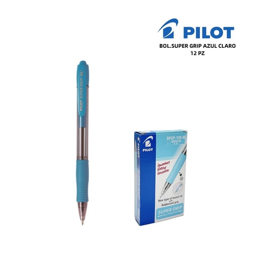 [A000489] Bolígrafo Super Grip azul claro Pilot de 1mm