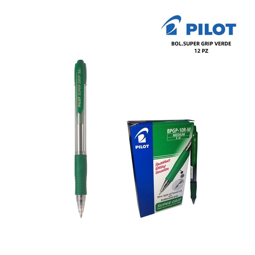 [A000488] Bolígrafo Pilot Super Grip 1mm verde para escritura cómoda