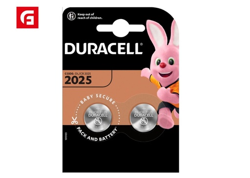 [183520390] Pila botón litio CR2025 Duracell 3V *2 para dispositivos electrónicos