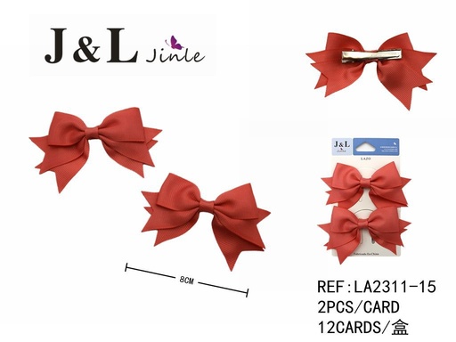 [LA2311-15] Clip con lazo rojo 8cm 2pcs para cabello