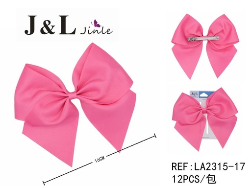 [LA2315-17] Clip con lazo rosa 16cm para cabello