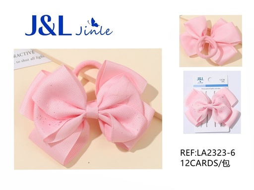 [LA2323-6] Goma con lazo rosa 12cm para el cabello