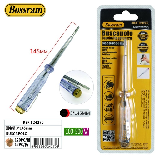 [624270] Buscapolos 100-500V 50-60Hz 3*145mm herramienta de medición