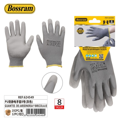 [624549] Guantes de jardinería y bricolaje antiestáticos Talla 8 gris