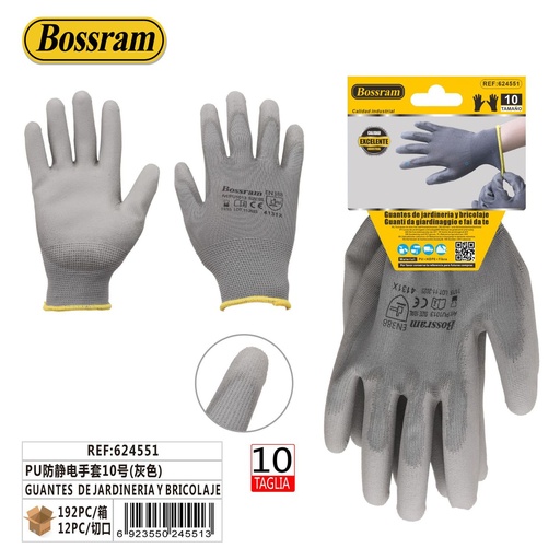 [624551] Guantes de jardinería y bricolaje talla 10 gris para protección