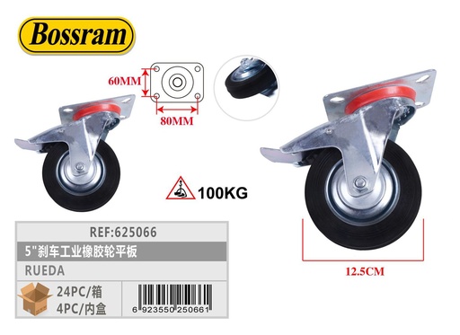 [625066] Rueda industrial de goma 5" para aplicaciones industriales