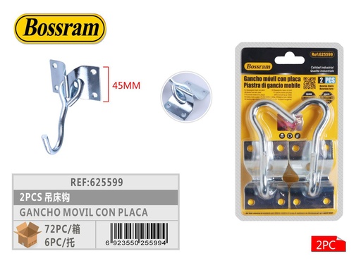 [625599] Gancho móvil con placa 2pcs para colgar hamacas y accesorios