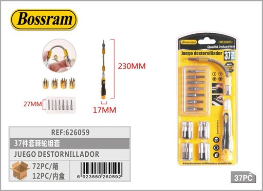 [626059] Juego de destornilladores 37 piezas con carraca para reparaciones