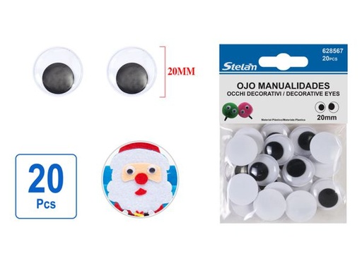 [628567] Ojos para manualidades 20mm 20pcs