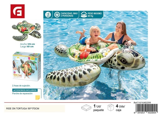 [161640299] Inflable tortuga ride on 191x170cm para verano y piscinas