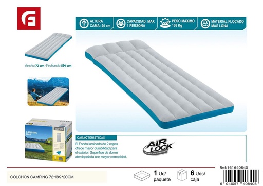 [161640840] Colchón camping 72x189x20 cm - Colchones inflables