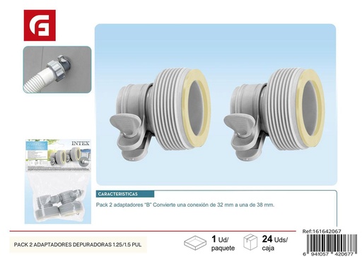 [161642067] Pack de 2 adaptadores para depuradoras de piscina 1.25/1.5 pulgadas