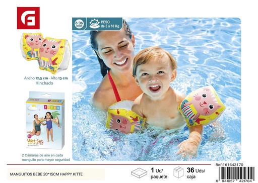 [161642170] Manguitos de natación para bebé 20x15cm Happy Kitte para seguridad en el agua