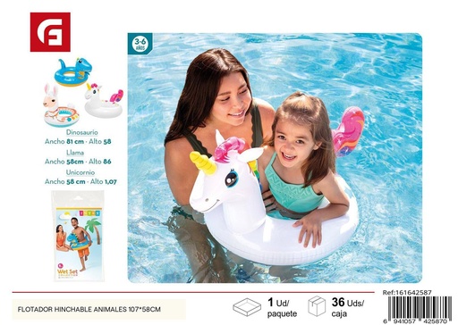 [161642587] Flotador hinchable de animales 107x58cm para piscina