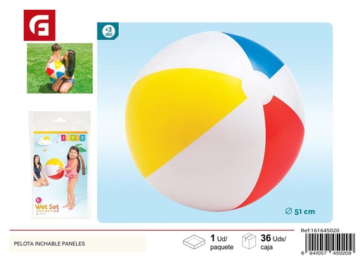 [161645020] Pelota inflable de playa con paneles para verano