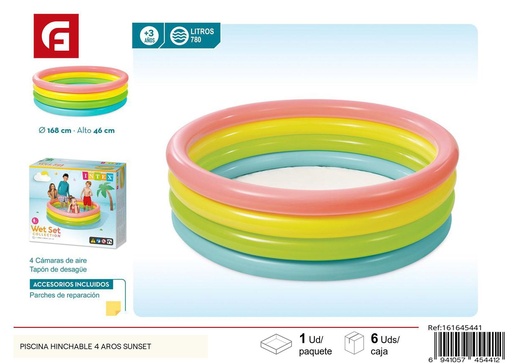 [161645441] Piscina hinchable 4 aros Sunset para niños