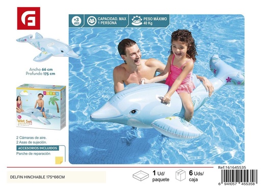 [161645535] Delfín hinchable 175*66cm para juegos acuáticos