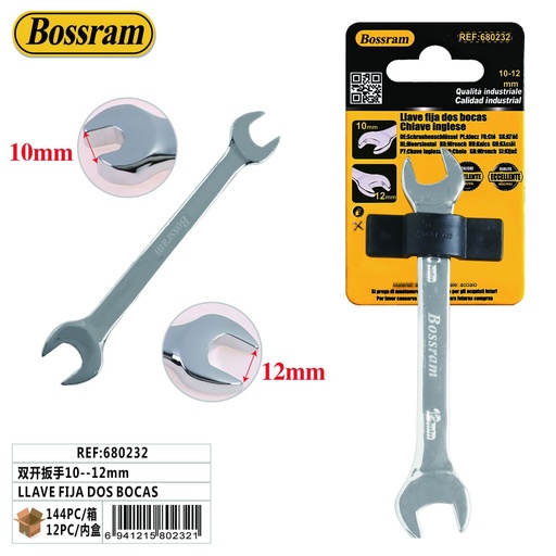 [680232] Llave fija de dos bocas 10-12mm para reparaciones