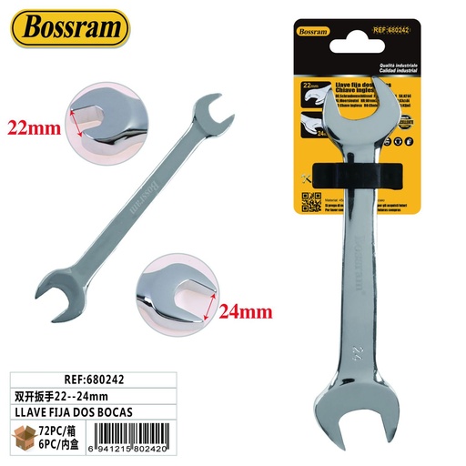 [680242] Llave fija de dos bocas 22-24mm para ferretería