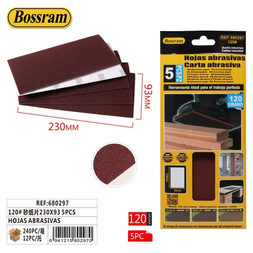 [680297] Hojas abrasivas 230x93mm 5pcs