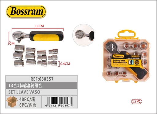 [680357] Set de llaves de vaso 13 en 1 para reparaciones y bricolaje