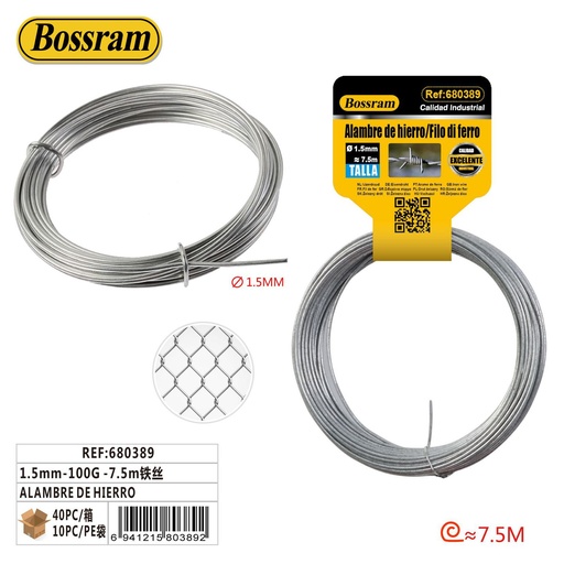 [680389] Alambre de hierro 1.5mm-100g-7.5m