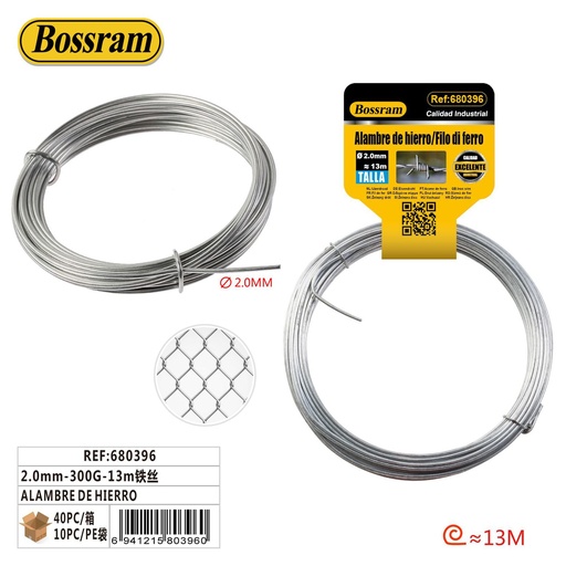 [680396] Alambre de hierro 2.0mm 300g 13m para bricolaje