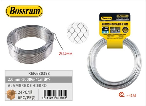 [680398] Alambre de hierro 2.0mm-1000g-41m para construcción y manualidades