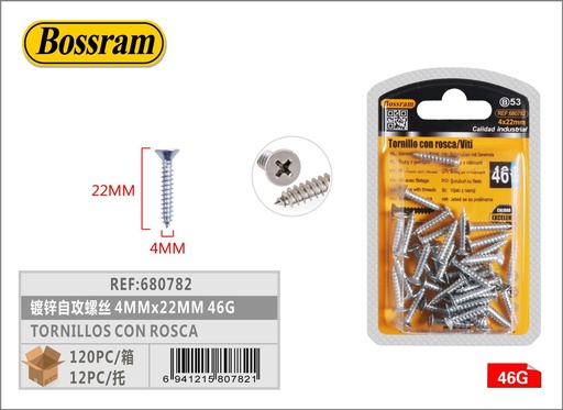 [680782] Tornillo con rosca autorroscante 4mmx22mm 46g para bricolaje