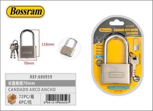 [680959] Candado de arco ancho 70mm para seguridad del hogar