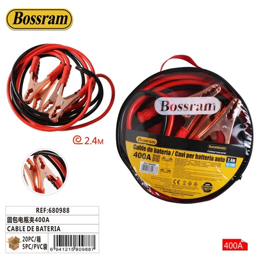 [680988] Cable de batería 400A con pinzas redondas