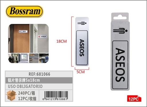 [681066] Señal de uso obligatorio de aluminio 5x18cm para señalización