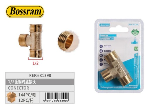 [681390] Conector de tres vías con rosca exterior 1/2