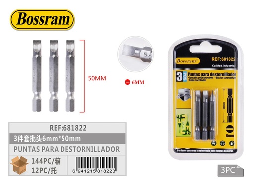 [681822] Puntas para destornillador 6mmx50mm set 3 piezas