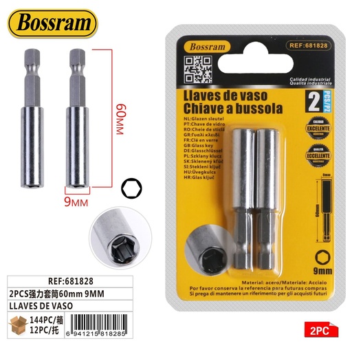 [681828] Llaves de vaso 60mm y 9mm 2pcs herramientas de alta resistencia