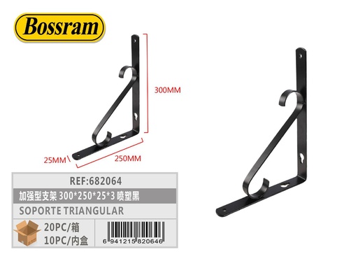 [682064] Soporte triangular reforzado 300x250x25x3mm para muebles