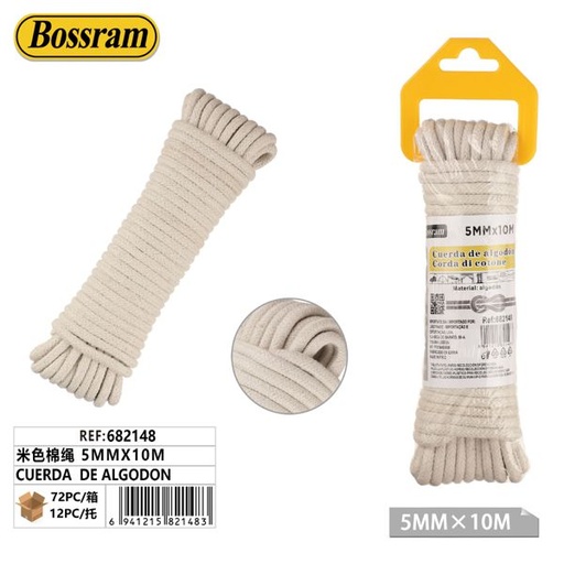 [682148] Cuerda de algodón beige 5mm x 10m